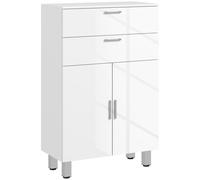 kleankin Mueble de baño, cómoda de baño, 2 cajones, estante ajustable, madera, Blanco