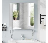 kleankin Mueble de Baño con Espejo Mueble de Pared 70x15x60 cm Blanco | para Baño, 3 Puertas, Estantes Internos Ajustables