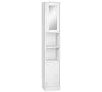 kleankin Mueble de columna de baño, Organizador Armario Armario Alto de Almacenamiento, con Estante Ajustable, 30 x 28 x 170 cm, Color Blanco