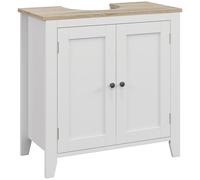 kleankin Mueble Lavabo 60x30x60 cm Armario Bajo Baño con Puertas Estante Ajustable Blanco Estilo Moderno Aosom España