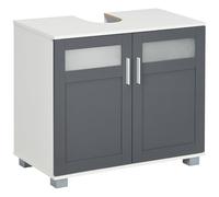 kleankin Mueble para Debajo del Lavabo con 2 Puertas de Vidrio Templado 69x35x59 cm Blanco Espacioso y Moderno Aosom España