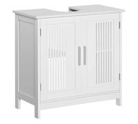 Kleankin mueble para debajo del lavabo armario baño de suelo de madera con 2 puertas ventiladas y estante ajustable interior moderno 60x30x60 cm blanco