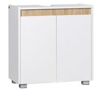 kleankin Mueble para Debajo del Lavabo de Baño Armario de Baño con 2 Puertas Almacenamiento Interior 57x33x60cm Blanco Práctico Aosom España