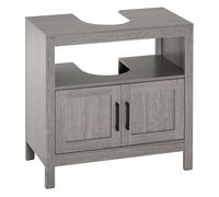 kleankin Mueble para Debajo del Lavabo Armario de Suelo para Baño de Madera con 2 Puertas y Estante Abierto Estilo Moderno 60x30x60 cm Gris