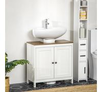 kleankin Mueble bajo lavabo Armario 2 puertas enmarcadas Estante ajustable 60x30x60 cm Blanco