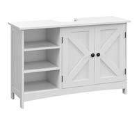 Kleankin Mueble para Debajo del Lavabo Bajo Lavabo 90x30x60 cm Blanco | Armario para Baño, Moderno, Estantes Ajustables, 2 Puertas, Antivuelco