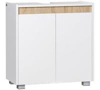 Kleankin mueble para debajo del lavabo armario de suelo para baño armario bajo con 2 puertas y almacenamiento interior antivuelco 57x33x60 cm blanco