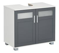 kleankin Mueble para Debajo del Lavabo con 2 Puertas de Vidrio Templado 69x35x59 cm Blanco Espacioso y Moderno Aosom España