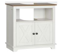 kleankin Mueble para Debajo del Lavabo de Madera Armario de Baño de Suelo Mueble Bajo Lavabo Pie con 2 Puertas 60x30x60 cm Blanco Aosom España