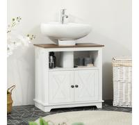 kleankin Mueble bajo lavabo de madera 2 puertas 60x30x60 cm Blanco Aosom España