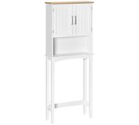 kleankin Mueble sobre Inodoro Armario Alto para Lavadora con 2 Puertas Balda Ajustable Interior y Estante de Almacenaje para Baño WC Carga 20 kg Antivuelco 64x22x165 cm Blanco