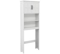 kleankin Mueble sobre Inodoro Armario para Lavadora con 2 Puertas Estantes Abiertos y Estante Ajustable Mueble para Baño 66x23x178 cm Blanco