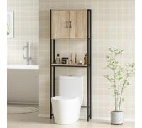 Kleankin mueble sobre inodoro, organizador sobre wc con 2 puertas, estante ajustable, estante abierto, estantería de baño encima wc para espacio pequeño, 64x19x178 cm, natural