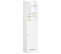 kleankin Portarrollos de Papel Higiénico con Armario para Baño con Estante Interior Ajustable 23x18x100 cm Blanco Aosom España