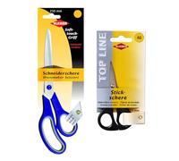 Kleiber - Juego de 2 tijeras de costura de tela de 250 mm y tijeras de bordado de 115 mm, par profesional para cortar tela, trabajo detallado y manualidades, acero inoxidable, 2 piezas