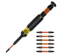 Klein Tools 32313HD Destornillador de carraca multibroca 13 en 1, juego de puntas de impacto de doble extremo, 12 puntas de destornillador de impacto y llave de tuercas de 0,635 cm