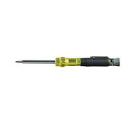 Klein Tools 32613 - Destornillador de precisión HVAC 3 en 1 con broca Schrader, amarillo/negro