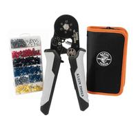 Klein Tools 34061 Juego de herramientas de crimpado de virola con alicates de crimpado hexagonales de trinquete, 1200 terminales de alambre (10-22 AWG) y funda de transporte suave para aplicaciones