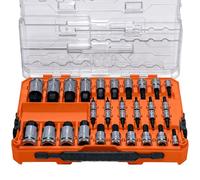 Klein Tools 65233HEX - Juego de llaves hexagonales de 1/4, 3/8, 1/2 pulgadas, moleteadas, SAE (5/64 a 3/4 pulgadas) y métricas (2 a 19 mm) con funda MODbox, 32 piezas
