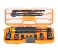 Klein Tools 65242 KNECT - Juego de llaves de impacto de trinquete, juego de destornilladores de trinquete, unidad de 1/4 pulgadas, enchufe de impacto SAE y métrico, 16 tamaños hexagonales, adaptadores