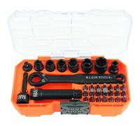 Klein Tools 65300 Juego de llaves de vaso de paso con clasificación de impacto de 32 piezas con funda MODbox, unidad de 1/4 pulgadas, enchufes, brocas y accesorios