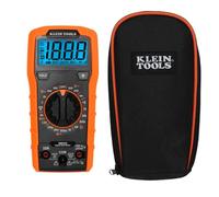 Klein Tools 80196 - Kit de multímetro digital con estuche, probador de voltaje CA/CC de rango manual de 600 V, prueba baterías, corriente, resistencia, diodos y continuidad, funda protectora de