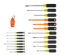 Klein Tools 85820 - Destornillador de precisión (7 destornilladores estándar con mango codificado por color, 3 destornilladores aislados, 1 destornillador de demolición y magnetizador
