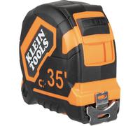 Klein Tools 9235 Cinta métrica, cinta métrica magnética resistente con hoja reforzada de nailon de doble cara de doble gancho de 35 pies, con clip de metal para cinturón