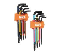 KLEIN TOOLS BLS18 - Juego de llaves hexagonales, codificadas por colores, SAE y métricas, tratadas térmicamente, estilo L, 1/16 pulgadas a 3/8 pulgadas y 1.5 mm a 10 mm, 18 piezas