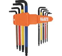 Klein Tools BLS9 - Juego de 9 llaves hexagonales extralargas, SAE, codificadas por colores, estilo L, tratamiento térmico, tamaños de 7/64 a 3/8 pulgadas