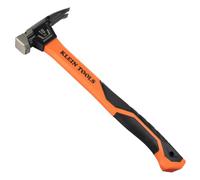 Klein Tools H80918 - Martillo de fibra de vidrio de cara lisa con garra recta, acero forjado de 18 onzas, arrancador de uñas magnético y cara cuadrada extragrande