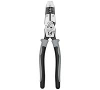 Klein Tools J2159CRTP Alicates de corte lateral, fabricados en Estados Unidos, alicates híbridos Journeyman de alto apalancamiento de 9 pulgadas con crimpadora, extractor de cinta de pescado y