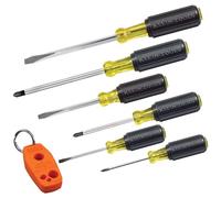 Klein Tools Juego de destornilladores de 6 piezas incluye magnetizador/desmagnetizador, 3 ranurados, 3 Phillips, agarre de cojín cómodo, mecanizado de precisión 85146