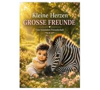 Kleine Herzen GROSSE FREUNDE (Wandkalender 2027 DIN A2 hoch), CALVENDO Monatskalender: Herzerwärmende Tierfreundschaft