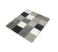 Kleine Wolke 5426179539 Caro - Alfombrilla de baño con diseño de Cuadros (55 x 65 cm), Color Gris