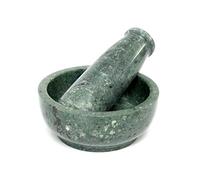 KLEO Juego de mortero y mortero de piedra natural de 10,2 cm de diámetro como molino de especias, prensapuré - Okhli y Musal (verde poco profundo)…