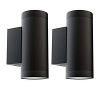 Klighten 2 Piezas Aplique de Pared Exterior Arriba Abajo Aplique Exterior IP65 Lámpara de Pared Moderna de Aluminio para Entrada Terraza Jardín, Zócalo GU10, Bombilla no Incluida, negro