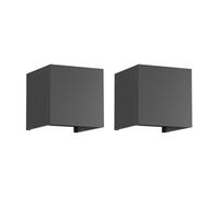 Klighten 2 Piezas Aplique Exterior Pared 12W 6000K Blanco frío Aplique de Pared Ángulo de haz Ajustable Aplique Pared Exterior Impermeable IP65 (Gris oscuro)