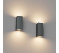 Klighten 2 Piezas Cuadrado Lámpara pared Exterior/Interior, IP65 Impermeable Antracita Aplique Pared Exterior, GU10 Luz Pared de Aluminio Moderno para Jardines Pasillo Terraza, Bombilla no Incluida