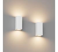 Klighten 2 Piezas Cuadrado Lámpara pared Exterior/Interior, IP65 Impermeable Blanco Aplique Pared Exterior, GU10 Luz Pared de Aluminio Moderno para Jardines Pasillo Terraza, Bombilla no Incluida