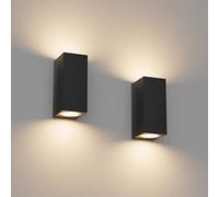 Klighten 2 Piezas Cuadrado Lámpara pared Exterior/Interior, IP65 Impermeable Nergo Aplique Pared Exterior, GU10 Luz Pared de Aluminio Moderno para Jardines Pasillo Terraza, Bombilla no Incluida