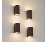 Klighten 4 Piezas Cuadrado Lámpara pared Exterior/Interior, IP65 Impermeable Color óxido Aplique Pared Exterior, GU10 Luz Pared de Aluminio Moderno para Jardines Pasillo Terraza, Bombilla no Incluida