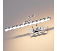 Klighten LED Lámpara de Espejo LED 40cm, Lámpara de Espejo 12W 970 LM,Lamparas Espejo Giratorias para Baño IP44,Aplique de Espejo de Baño,Blanco cálido 3000K, Chrome