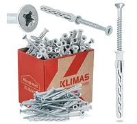 KLIMAS Juego de 50 tacos para marco, 8 mm de diámetro x 80 mm, con tornillos de cabeza avellanada PZ-3, juego de tornillos para hormigón, hormigón poroso, tornillos de acero inoxidable, para