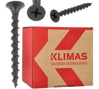 KLIMAS Tornillos de cabeza avellanada para yeso, autorroscantes, placas de yeso, GK, tornillos de rosca gruesa, universales, juego de tornillos PH2, materiales de madera (3,5 x 35 mm, 1000 unidades)
