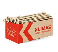 KLIMAS Tornillos de cabeza Torx para madera, 6,0 x 160 mm, 50 unidades, arandelas, tornillos de terraza, tornillos universales autorroscantes M6, para construcción de tejados, color amarillo