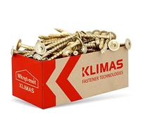 KLIMAS Tornillos Torx para madera, 8,0 x 80 mm, 50 unidades, tornillos para terraza, tornillos universales, para construcción de techo, color amarillo