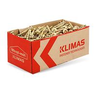 KLIMAS Tornillos Torx para madera con cabeza avellanada 6,0 x 50 mm 100 unidades | Juego de tornillos con arandelas para terraza, tornillos universales para construcción de tejado, set TX amarillo