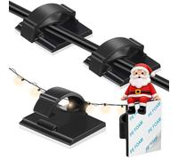 KLJ soporte para cables ganchos cadena de luces autoadhesivo ganchos adhesivos Negro, 50 Pack mini pequeños fijación cadena de luces ventana interior y exterior ganchos adhesivos clips para cables