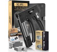 KLRStec TackPro Grapadora Tapicero y Madera con Gatillo + 2000 Grapas | Pistola de grapas con gatillo de tracción tipo freno de bici - grapado potente sin cansar la mano, con grapas D y T